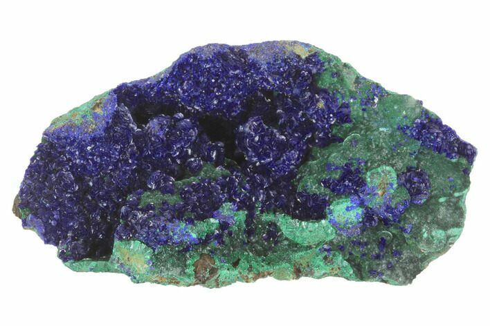 Sparkling Azurite Crystal Cluster with Malachite - Laos #95792